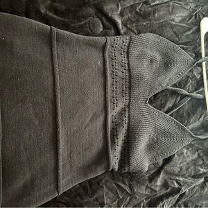 Black Knit Halter dress above knee